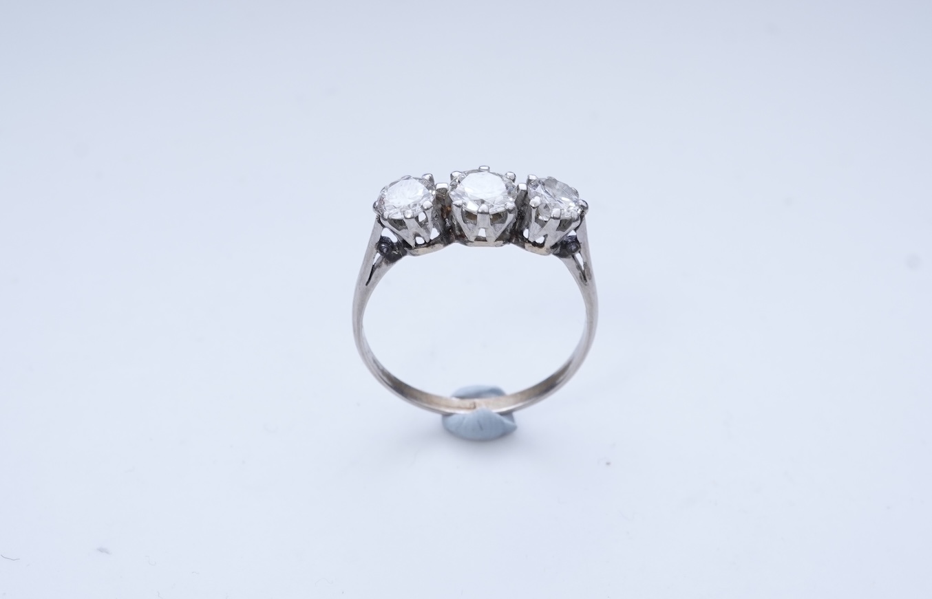 A three-stone diamond ring
